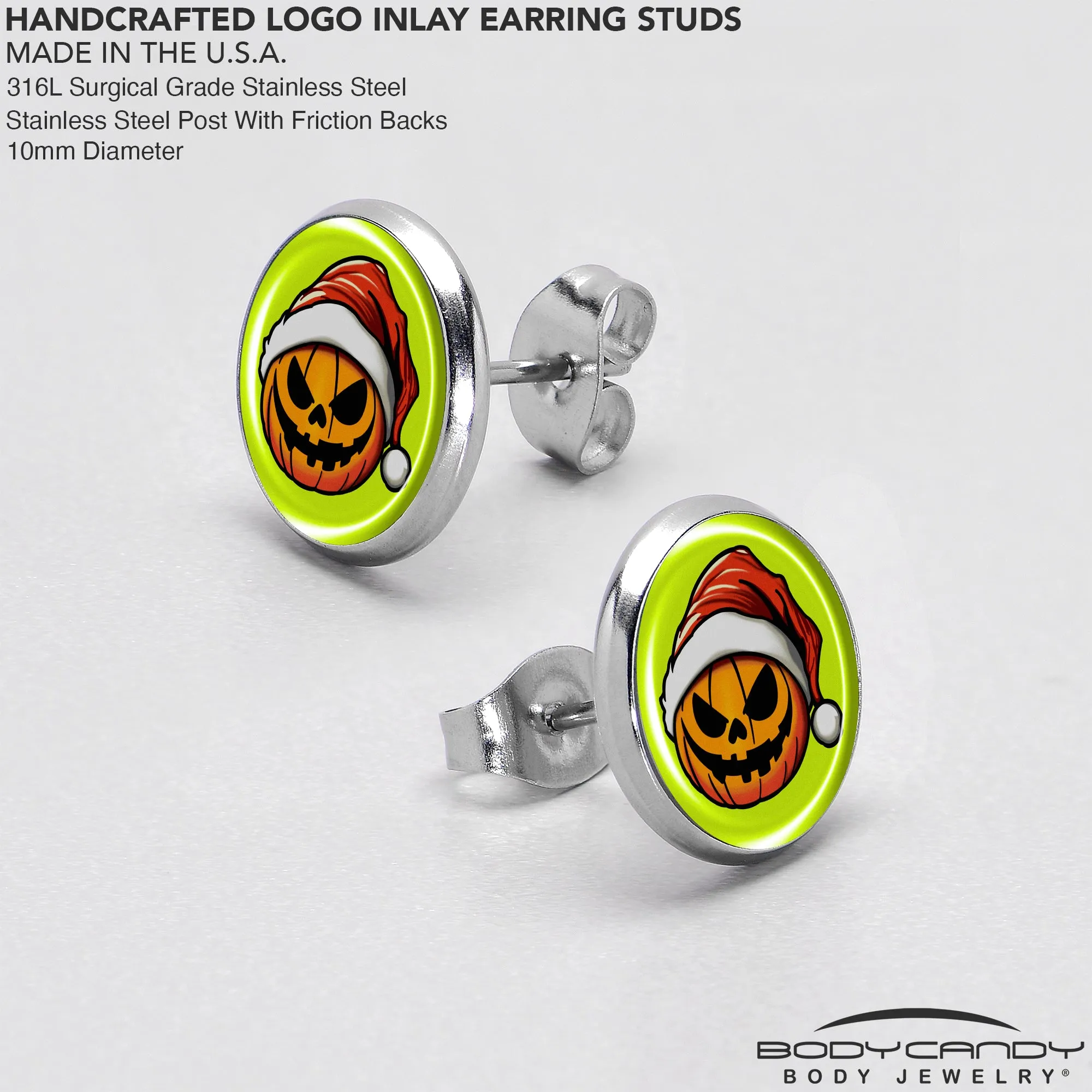 Christmas Holiday Santa Hat Pumpkin Stud Earrings