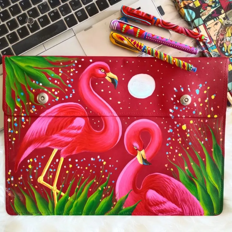 Flamingos Hand Painted MacBook Sleeve