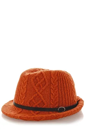 INVERNI HEIDI Orange Knitted Fedora Hat