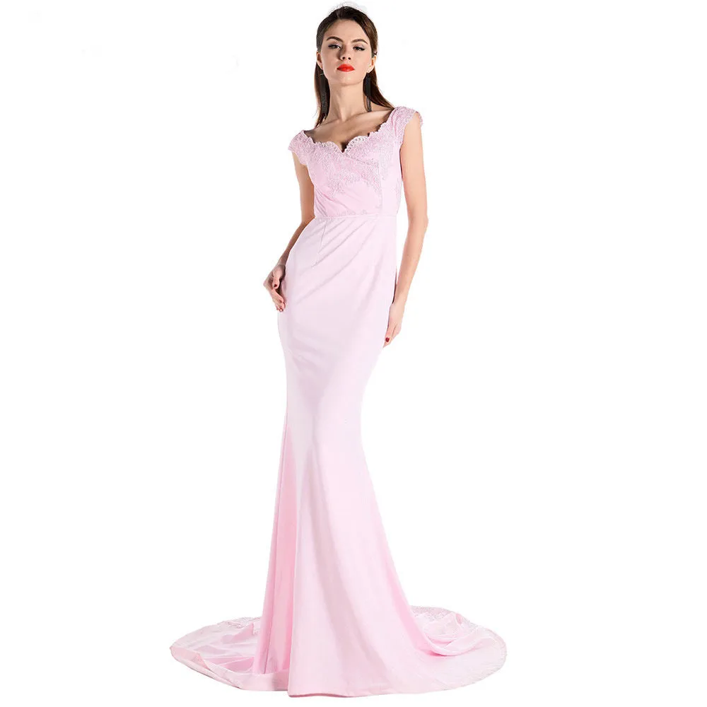 sd-hk Elegant Evening Maxi Dress Off Shoulder Floor-Length Porm Gowns