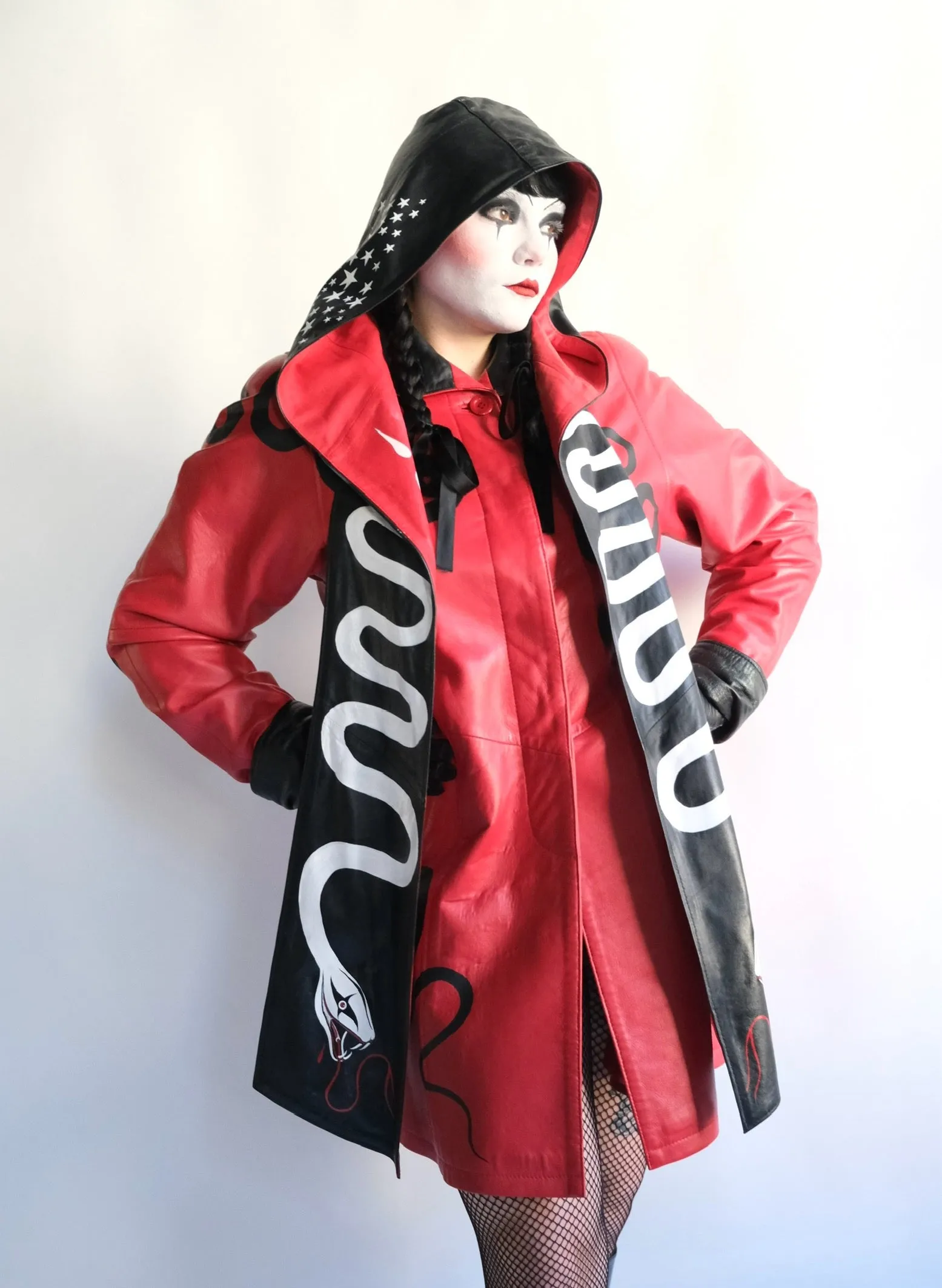 Serpent Clown Leather Coat
